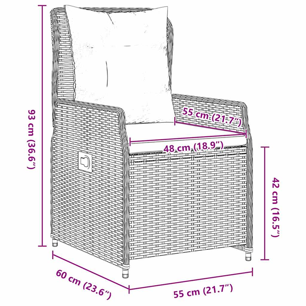 vidaXL Σέτ φαγητού για κήπο 5 pcs Μπεζ συνθετικό ρατάν
