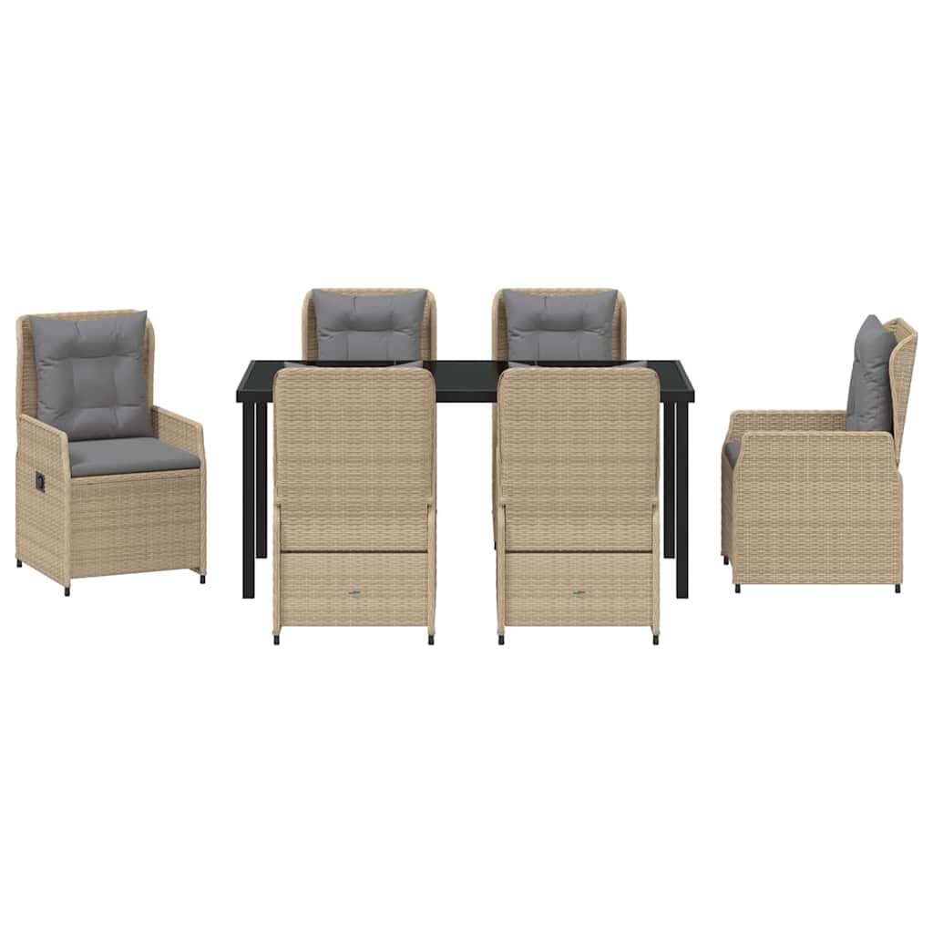 vidaXL Σέτ φαγητού για κήπο 7 pcs Μπεζ συνθετικό ρατάν