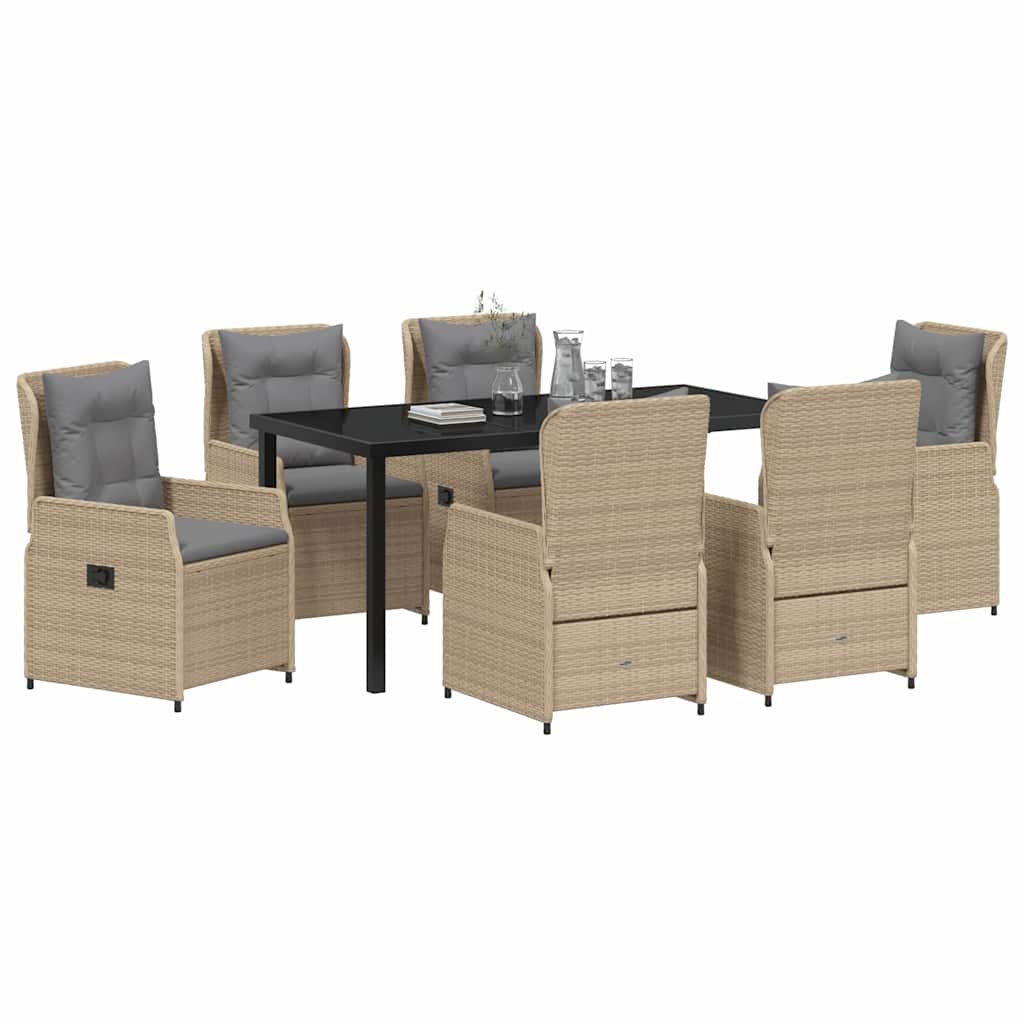 vidaXL Σέτ φαγητού για κήπο 7 pcs Μπεζ συνθετικό ρατάν