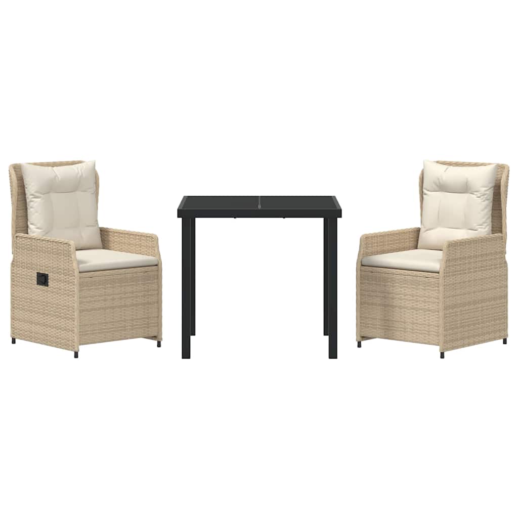 vidaXL Σέτ φαγητού για κήπο 3 pcs Μπεζ συνθετικό ρατάν