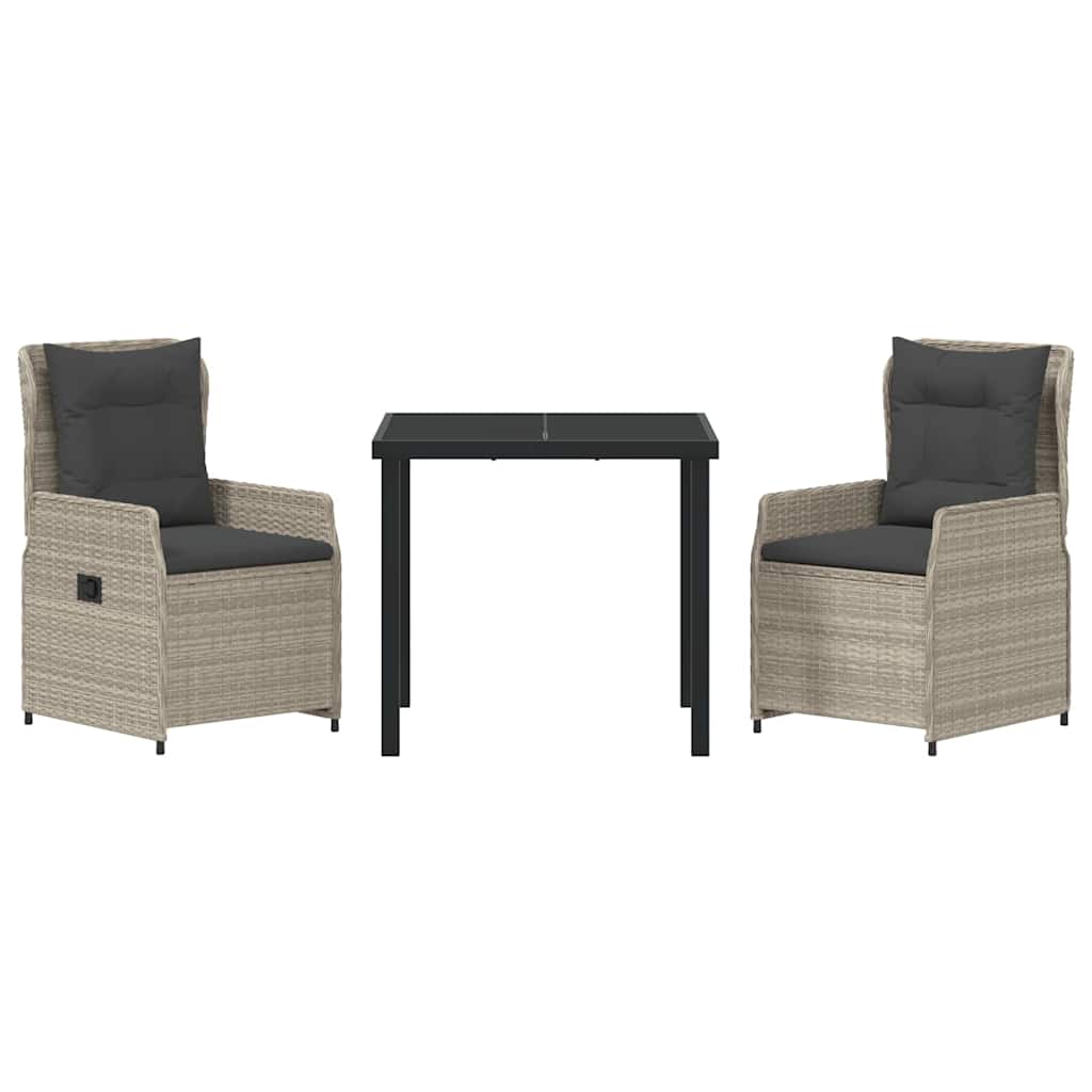 vidaXL 3 τεμαχίων σετ κηπουρικού τραπεζιού γκρι πολυ rattan