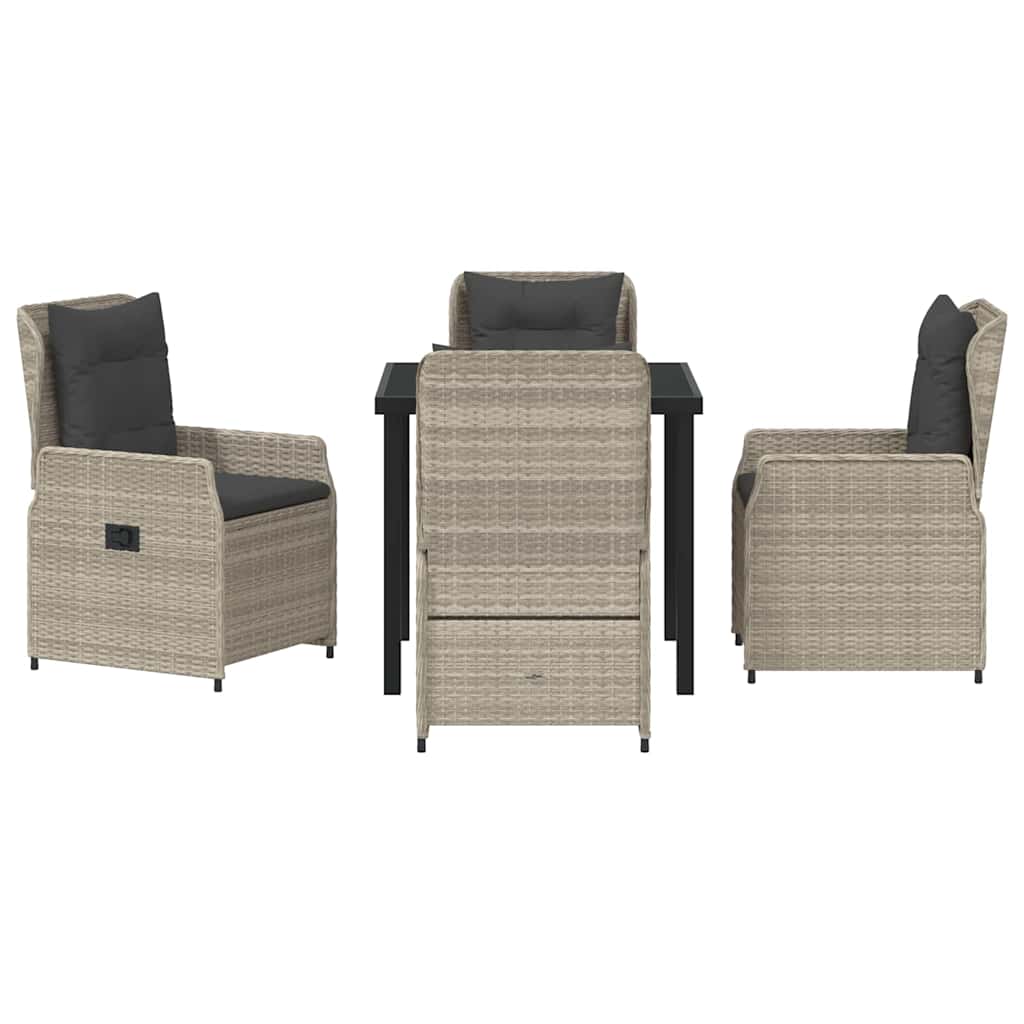 vidaXL Σέτ φαγητού για κήπο 5 pcs Ανοιχτό γκρι συνθετικό ρατάν