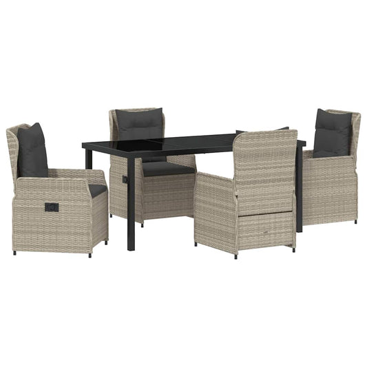 vidaXL Σέτ φαγητού για κήπο 5 pcs Ανοιχτό γκρι συνθετικό ρατάν