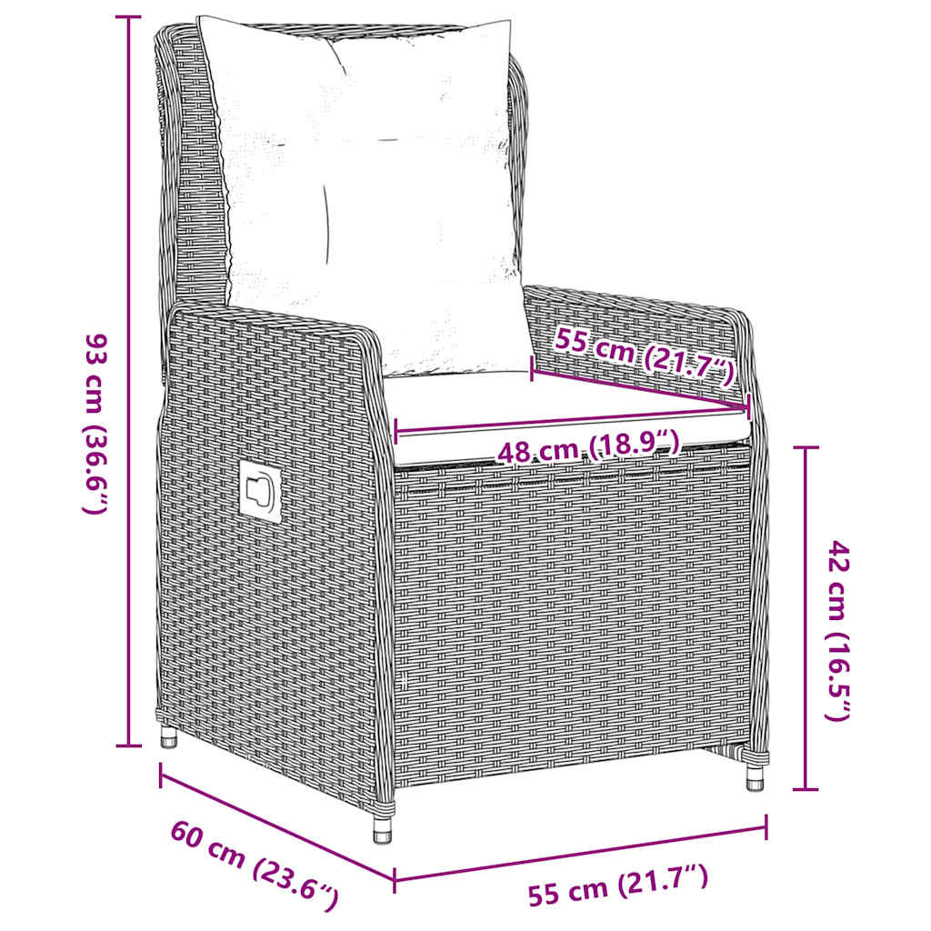 vidaXL Σέτ φαγητού για κήπο 5 pcs Ανοιχτό γκρι συνθετικό ρατάν
