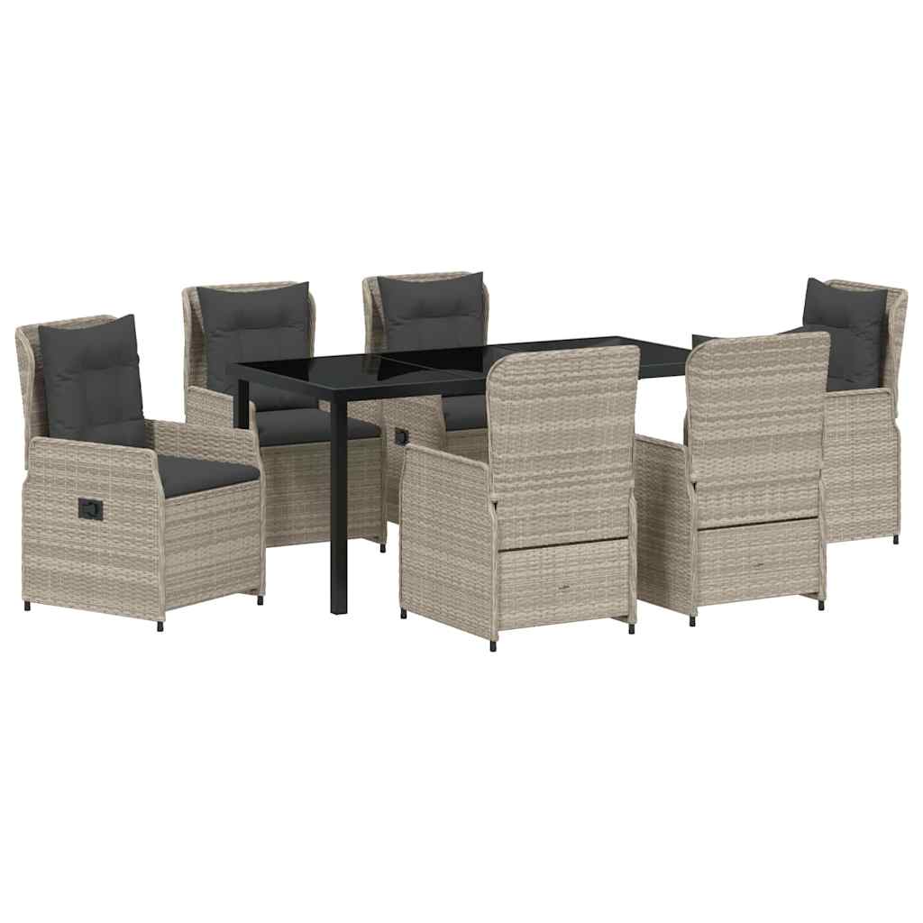 vidaXL Σετ Εξωτερικής Τραπεζαρίας 7 Τεμαχίων σε Ανοιχτό Γκρι Πολυ Ράττον