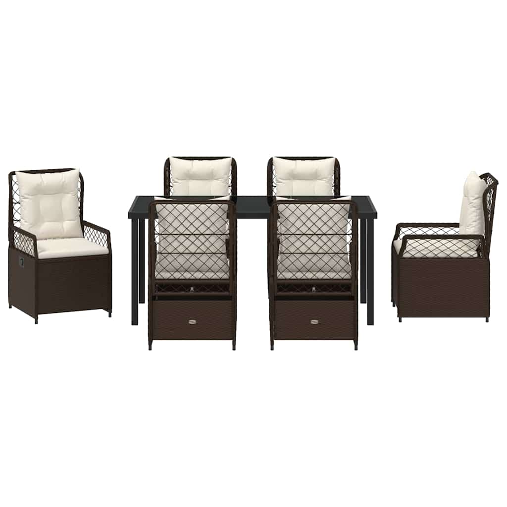 vidaXL Σέτ φαγητού για κήπο 7 pcs Καφέ συνθετικό ρατάν