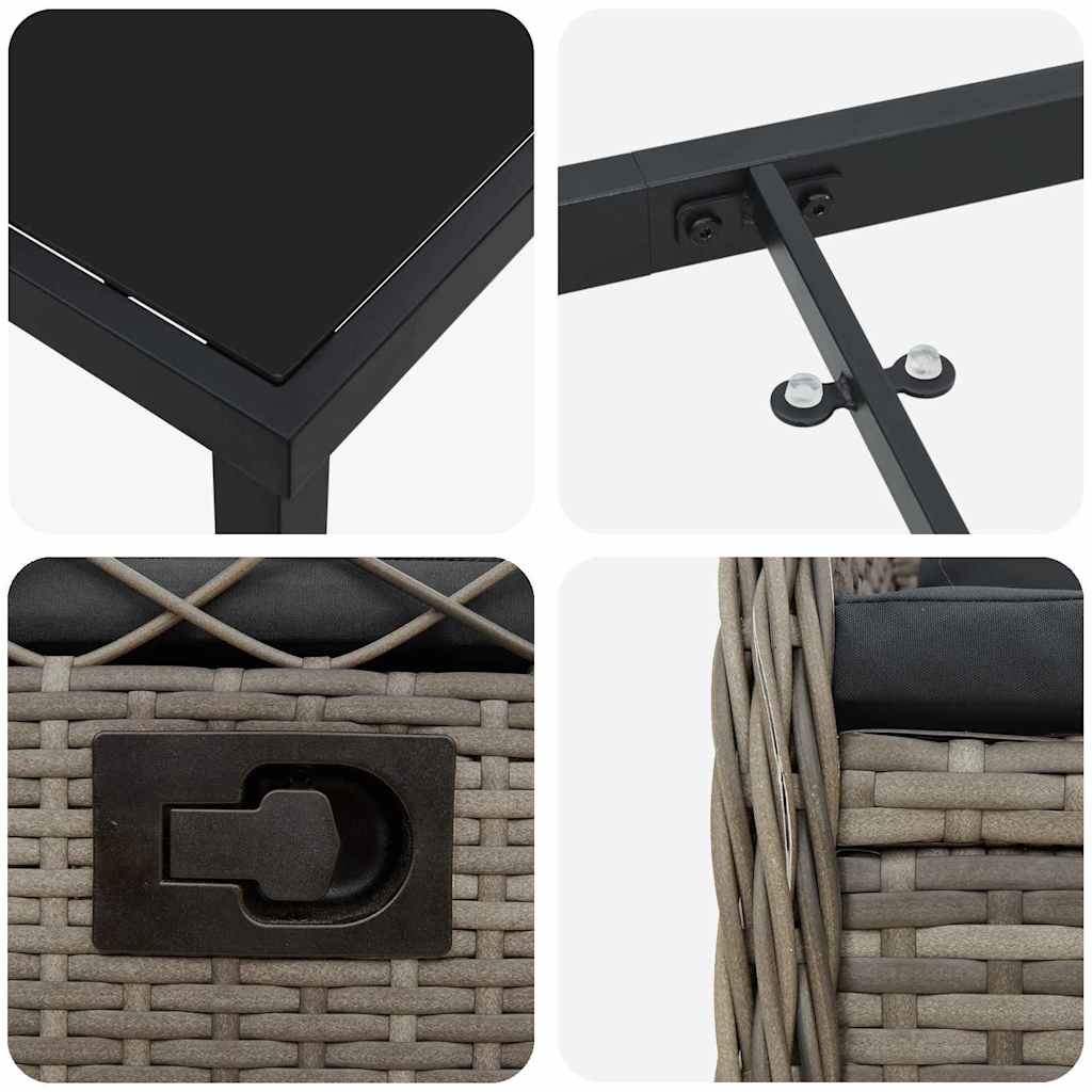 vidaXL Σέτ φαγητού για κήπο 5 pcs Γκρι συνθετικό ρατάν