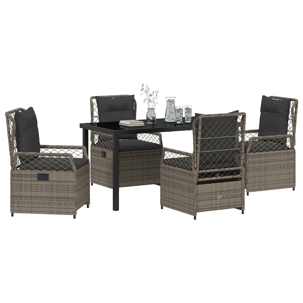 vidaXL Σέτ φαγητού για κήπο 5 pcs Γκρι συνθετικό ρατάν