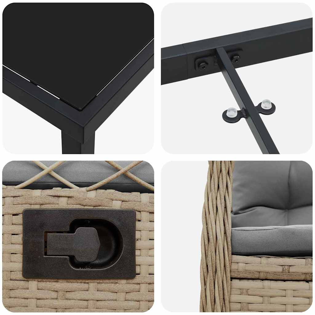 vidaXL 3 Τεμάχια Σετ Επίπλων Κήπου Μπεζ Πολυ Ράττον