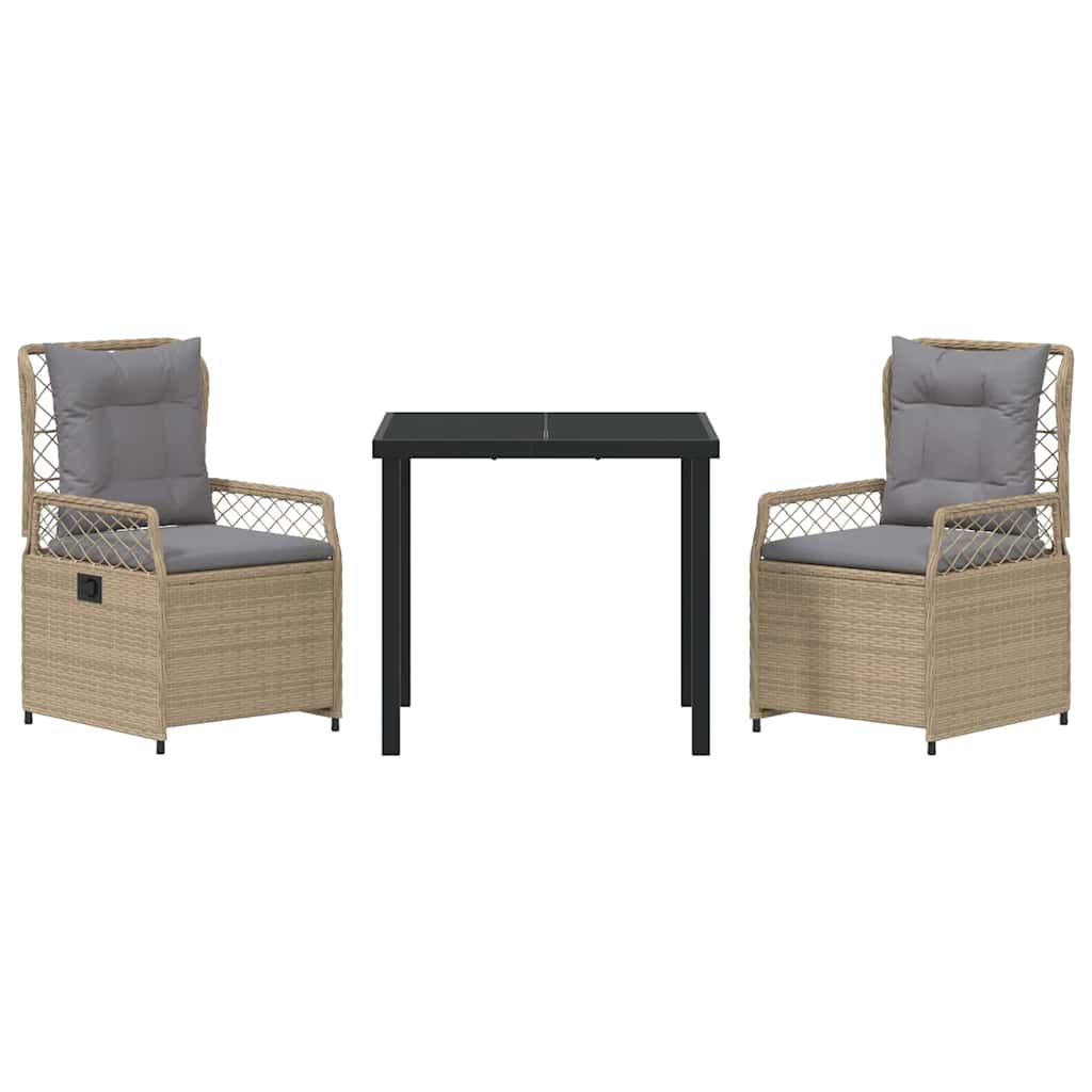 vidaXL 3 Τεμάχια Σετ Επίπλων Κήπου Μπεζ Πολυ Ράττον