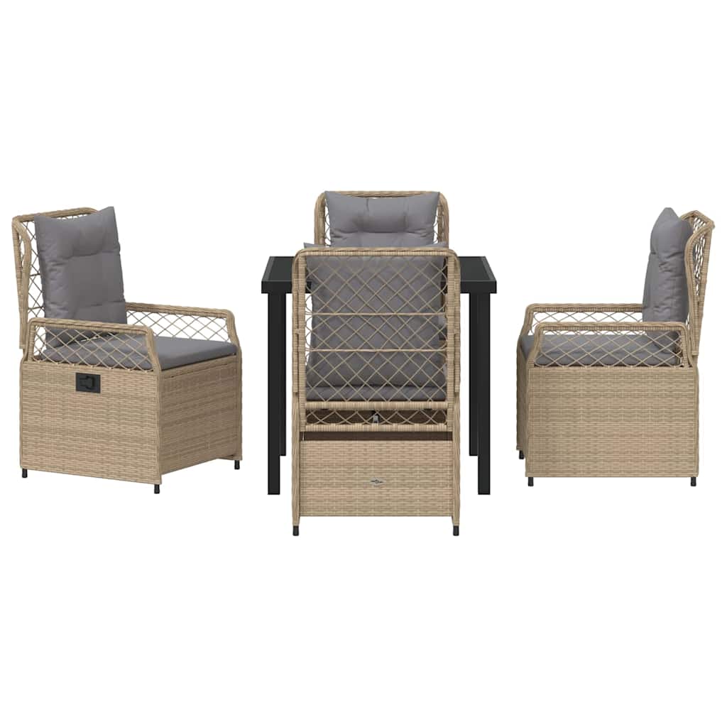 vidaXL Σέτ φαγητού για κήπο 5 pcs Μπεζ συνθετικό ρατάν