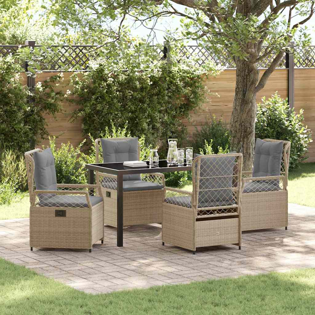 vidaXL Σέτ φαγητού για κήπο 5 pcs Μπεζ συνθετικό ρατάν