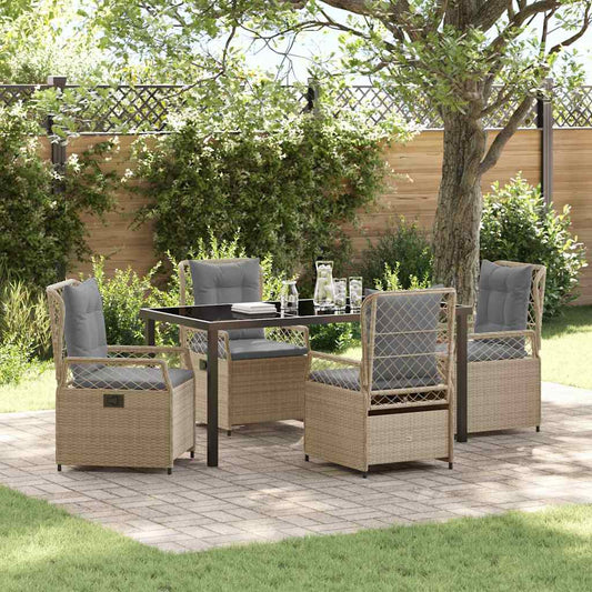 vidaXL Σέτ φαγητού για κήπο 5 pcs Μπεζ συνθετικό ρατάν