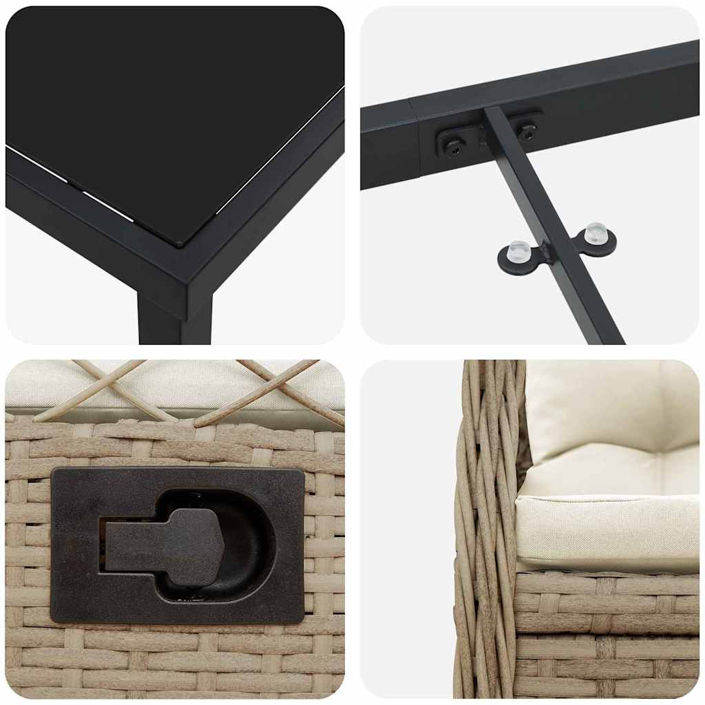 vidaXL Σέτ φαγητού για κήπο 3 pcs Μπεζ συνθετικό ρατάν