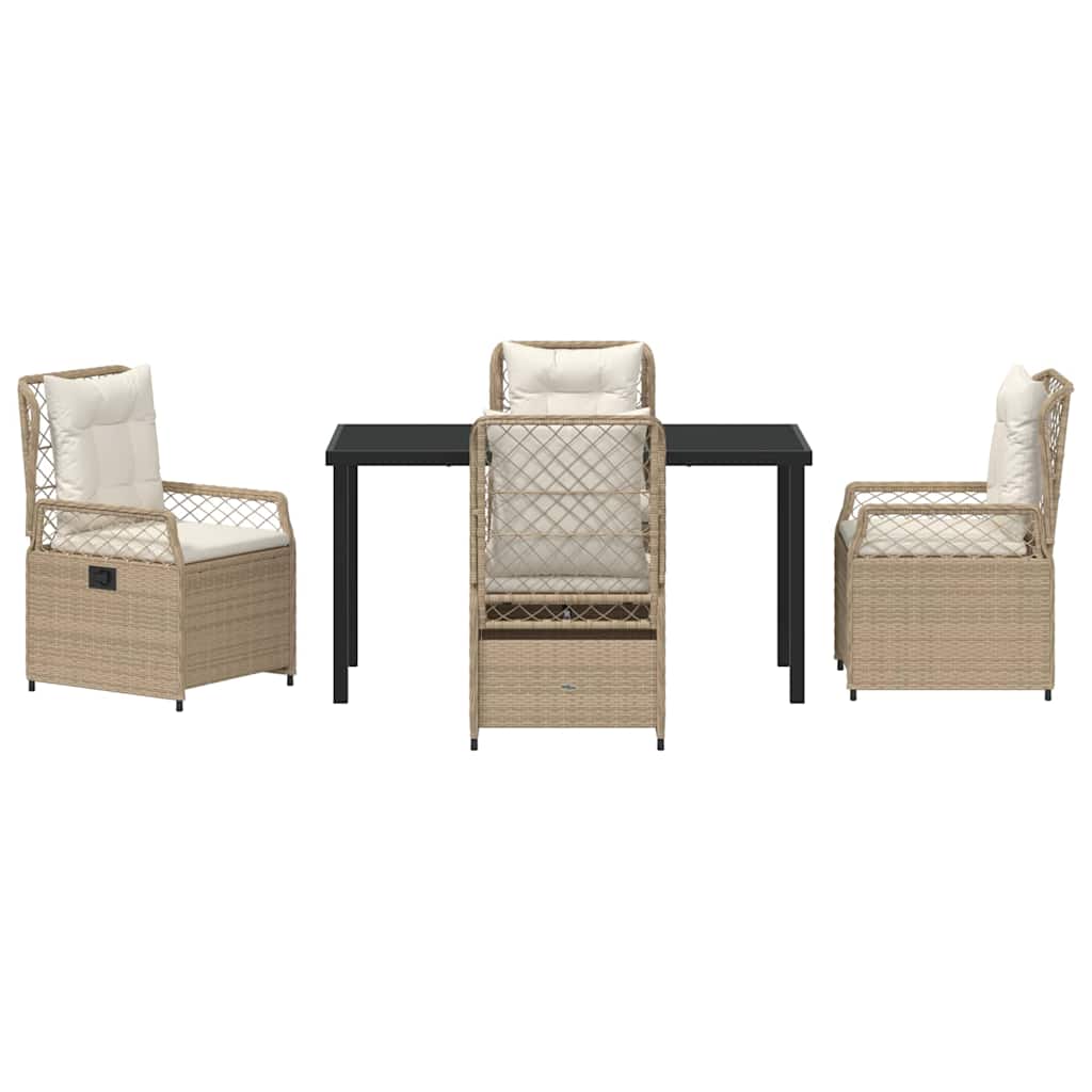 vidaXL Σέτ φαγητού για κήπο 5 pcs Μπεζ συνθετικό ρατάν