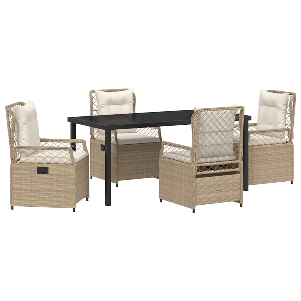 vidaXL Σέτ φαγητού για κήπο 5 pcs Μπεζ συνθετικό ρατάν