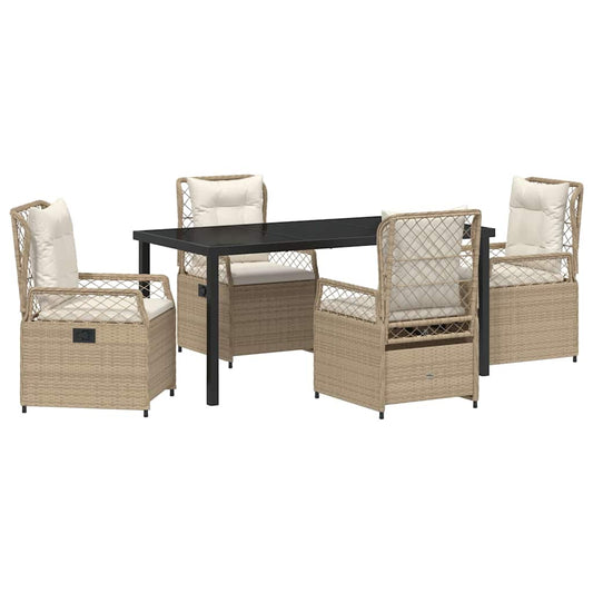 vidaXL Σέτ φαγητού για κήπο 5 pcs Μπεζ συνθετικό ρατάν