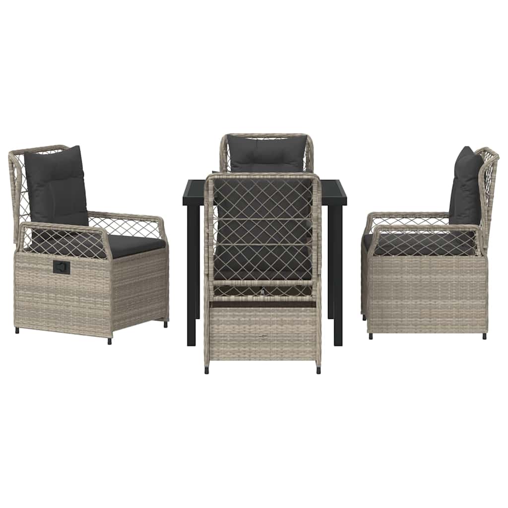 vidaXL Σέτ φαγητού για κήπο 5 pcs Ανοιχτό γκρι συνθετικό ρατάν