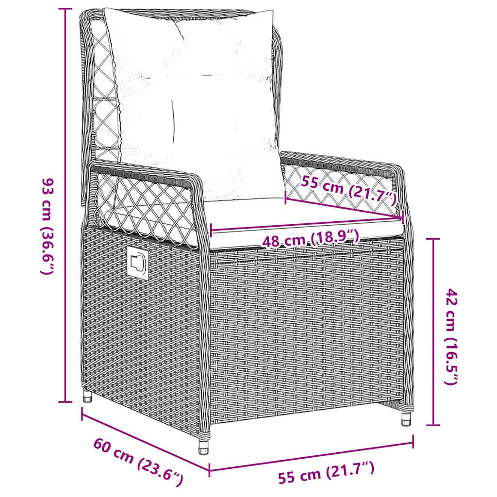 vidaXL Σέτ φαγητού για κήπο 5 pcs Ανοιχτό γκρι συνθετικό ρατάν