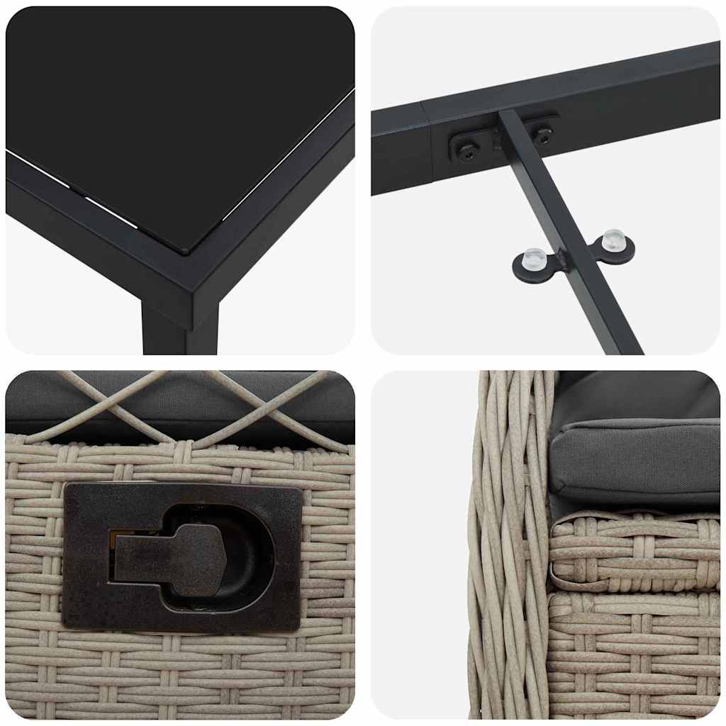 vidaXL Σέτ φαγητού για κήπο 7 pcs Ανοιχτό γκρι συνθετικό ρατάν