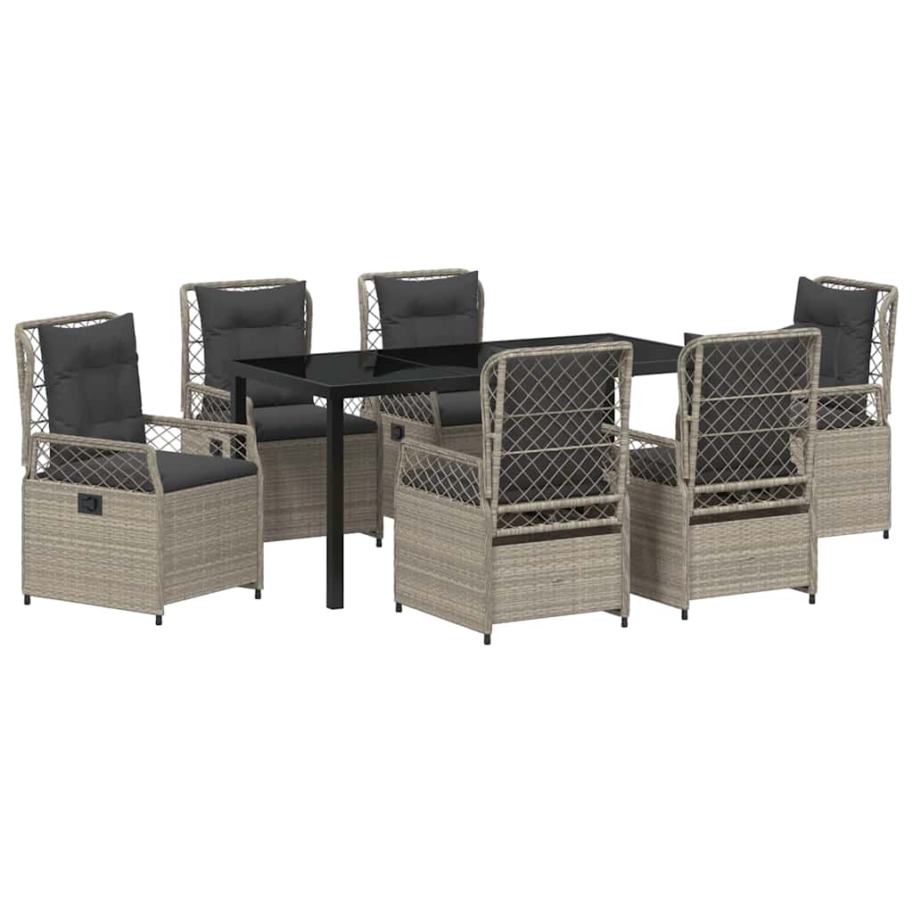 vidaXL Σέτ φαγητού για κήπο 7 pcs Ανοιχτό γκρι συνθετικό ρατάν