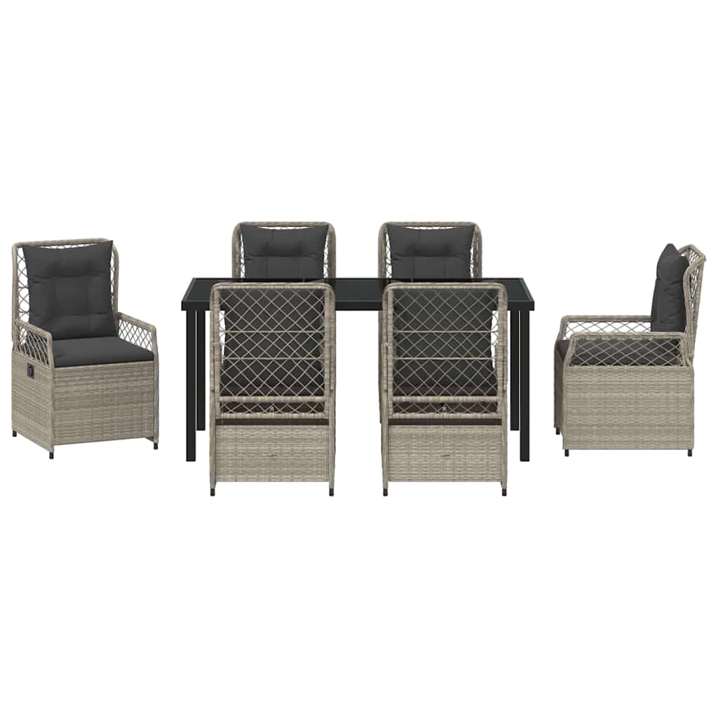 vidaXL Σέτ φαγητού για κήπο 7 pcs Ανοιχτό γκρι συνθετικό ρατάν