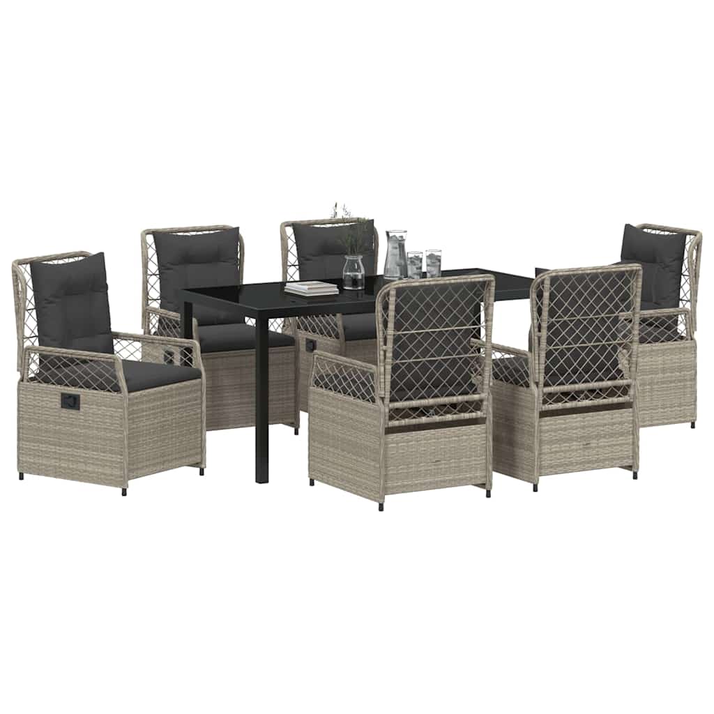 vidaXL Σέτ φαγητού για κήπο 7 pcs Ανοιχτό γκρι συνθετικό ρατάν