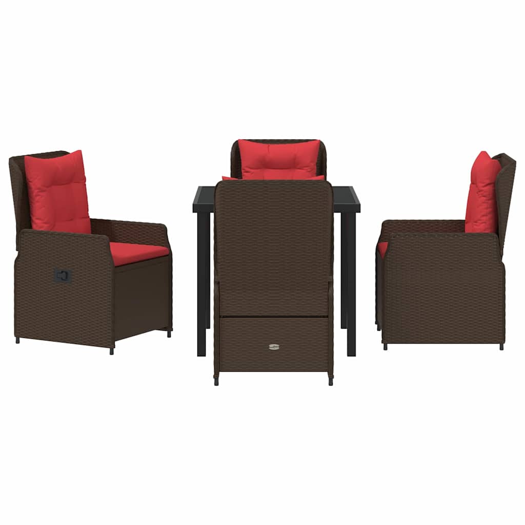 vidaXL Σέτ φαγητού για κήπο 5 pcs Καφέ Πολυ ράταν