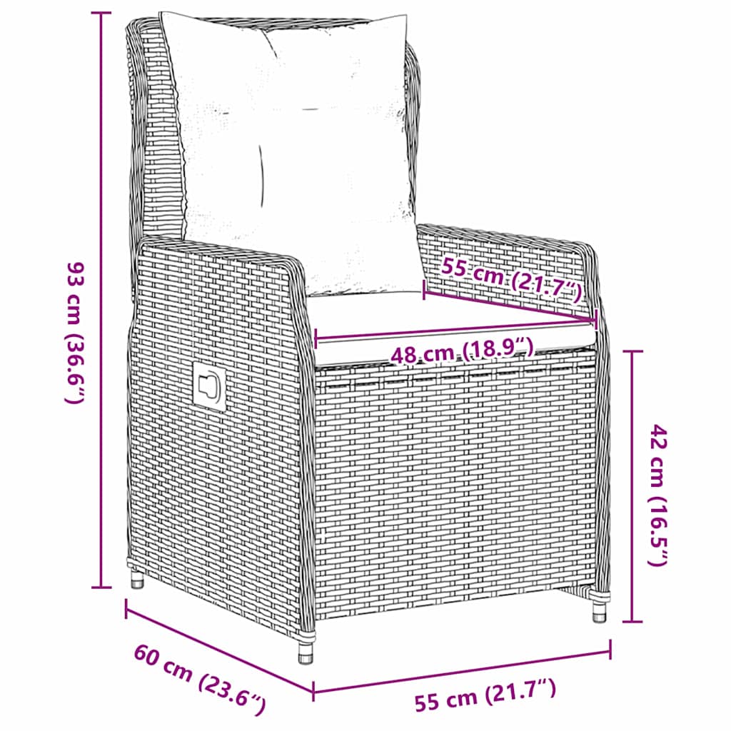 vidaXL Σέτ φαγητού για κήπο 5 pcs Καφέ Πολυ ράταν