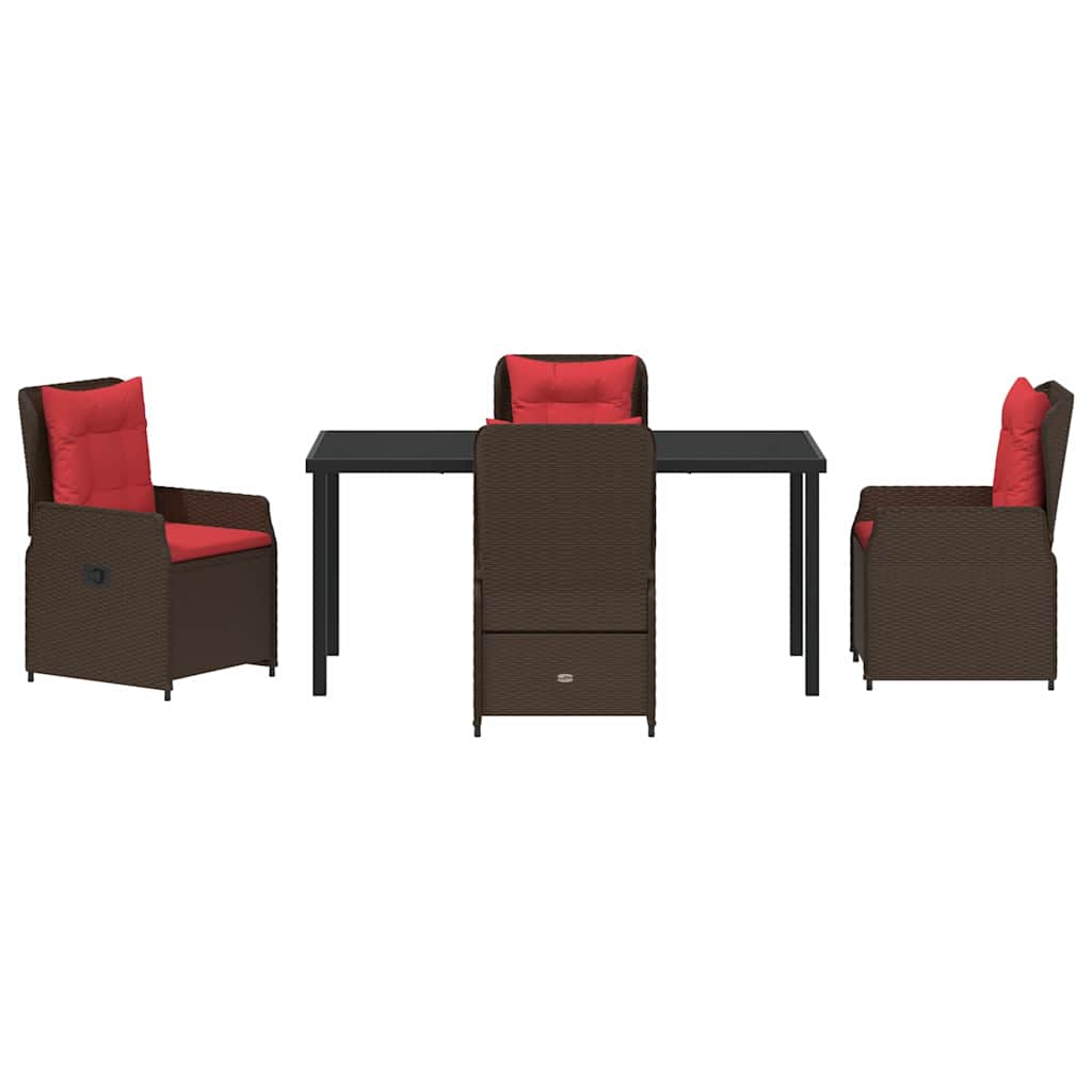 vidaXL Σέτ φαγητού για κήπο 5 pcs Καφέ Πολυ ράταν