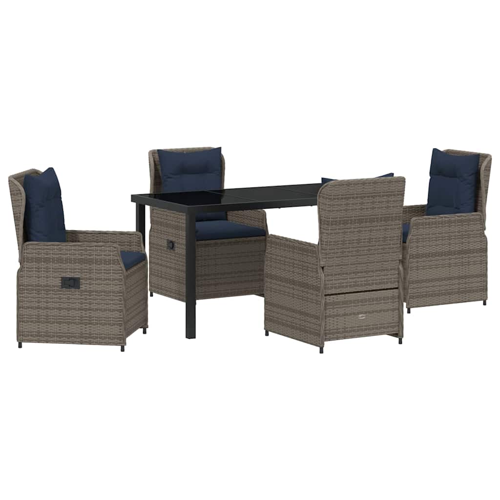 vidaXL Σέτ φαγητού για κήπο 5 pcs Γκρι Πολυ ράταν