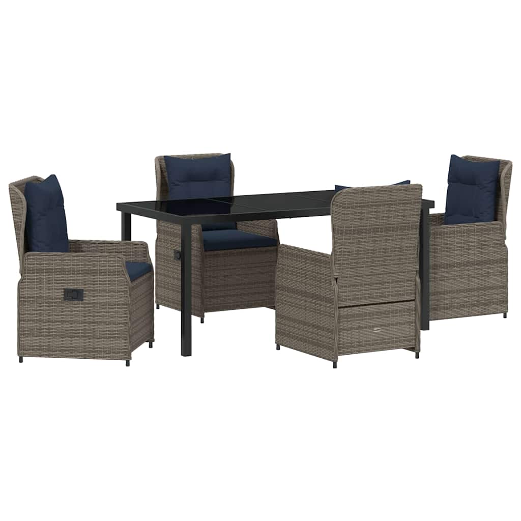 vidaXL Σέτ φαγητού για κήπο 5 pcs Γκρι Πολυ ράταν