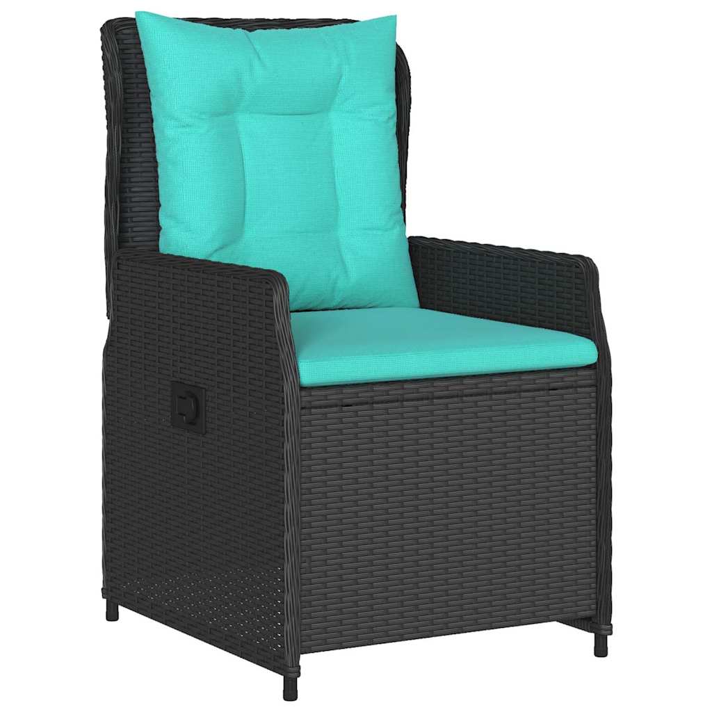 vidaXL Σέτ φαγητού για κήπο 3 pcs Μαύρο Πολυ ράταν