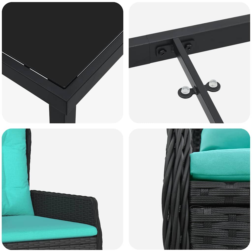 vidaXL Σέτ φαγητού για κήπο 5 pcs Μαύρο Πολυ ράταν