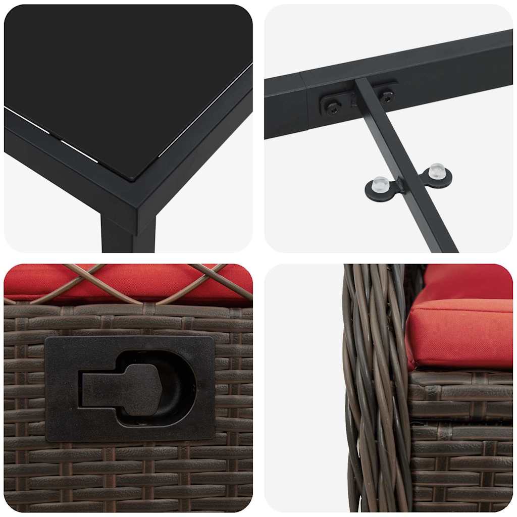 vidaXL Σέτ φαγητού για κήπο 7 pcs Καφέ συνθετικό ρατάν