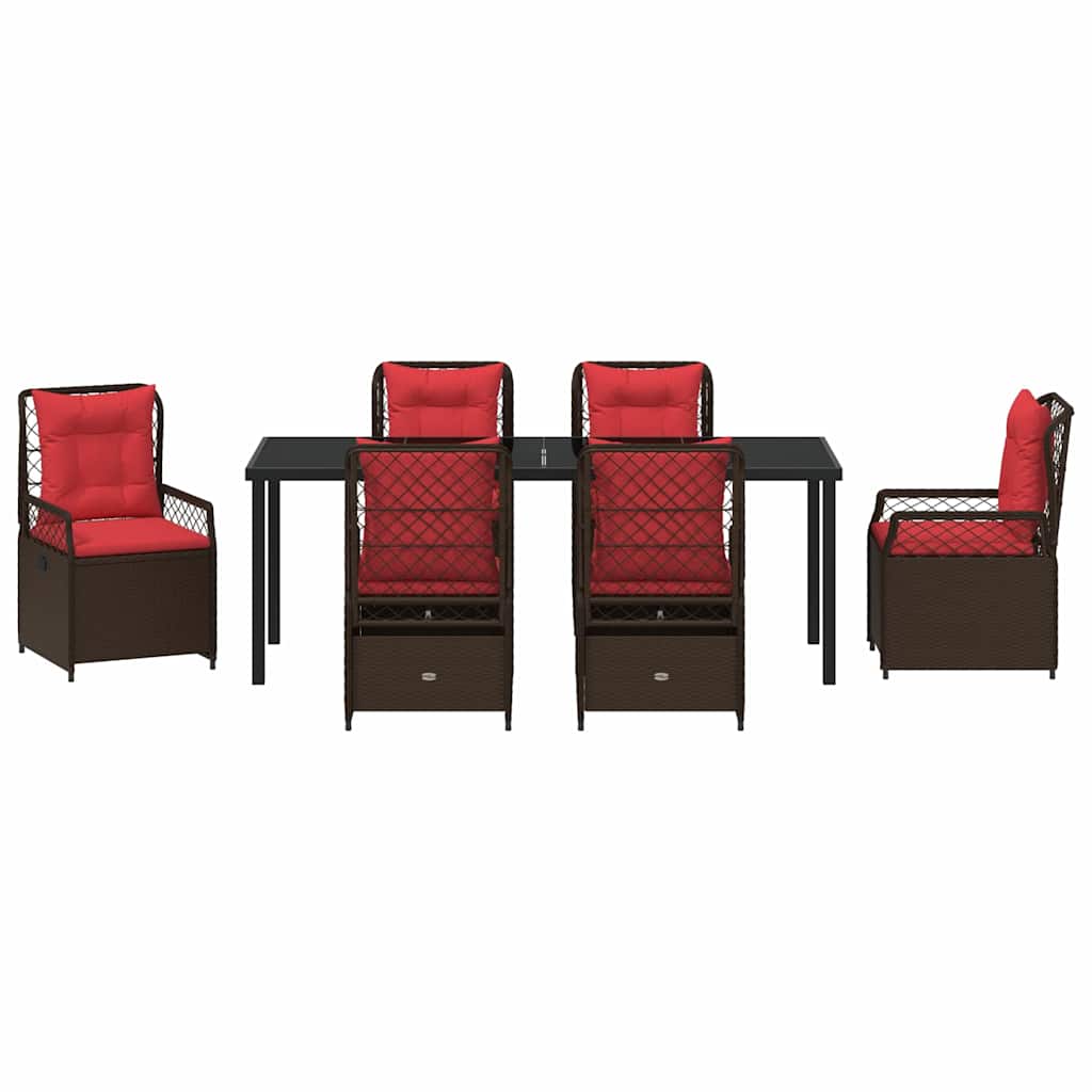 vidaXL Σέτ φαγητού για κήπο 7 pcs Καφέ συνθετικό ρατάν