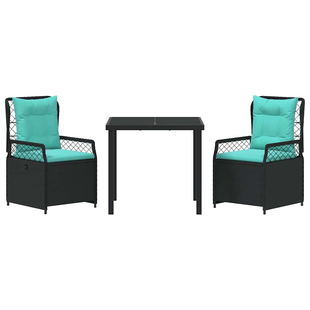 vidaXL Σέτ φαγητού για κήπο 3 pcs Μαύρο συνθετικό ρατάν