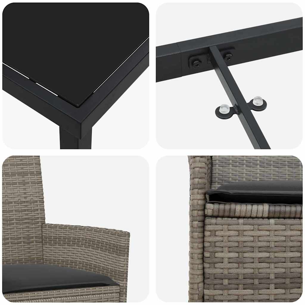 vidaXL Σέτ φαγητού για κήπο 5 pcs Γκρι συνθετικό ρατάν