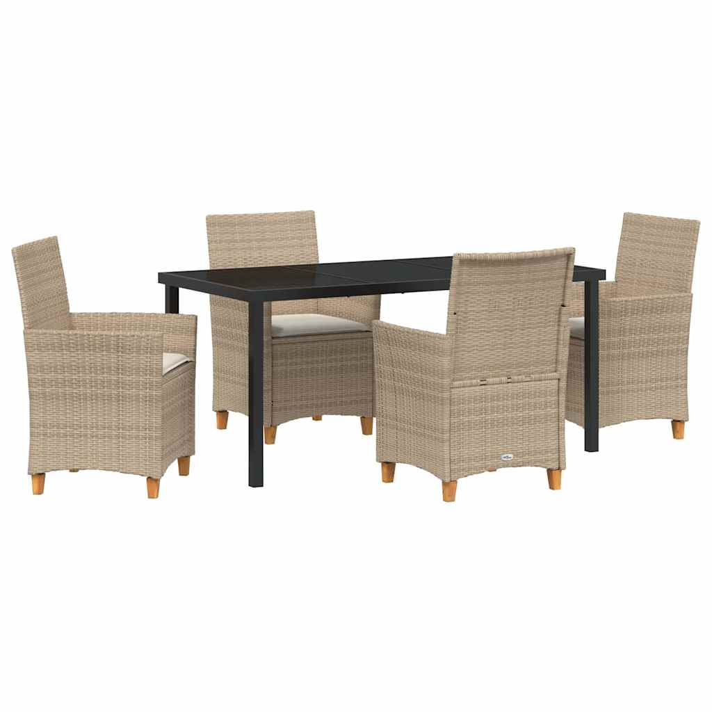 vidaXL Σέτ φαγητού για κήπο 5 pcs Μπεζ συνθετικό ρατάν