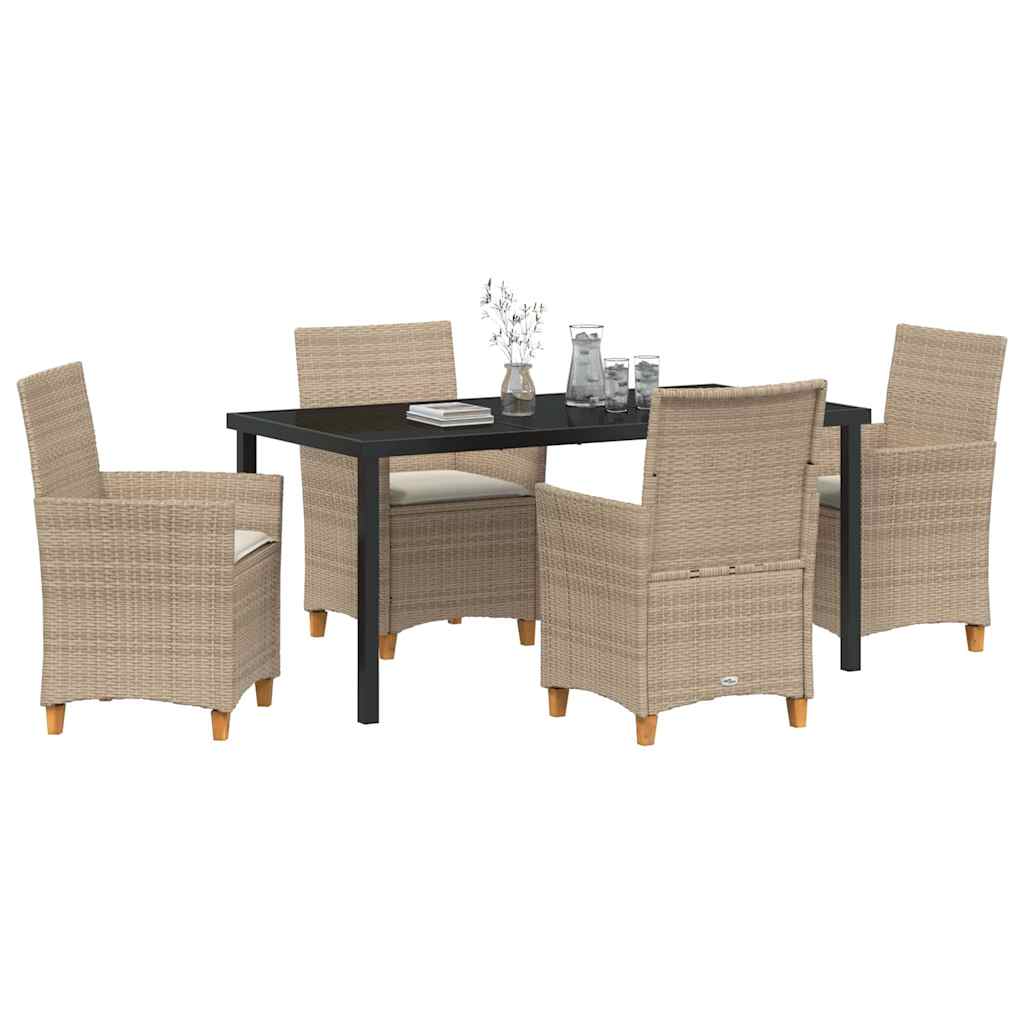 vidaXL Σέτ φαγητού για κήπο 5 pcs Μπεζ συνθετικό ρατάν