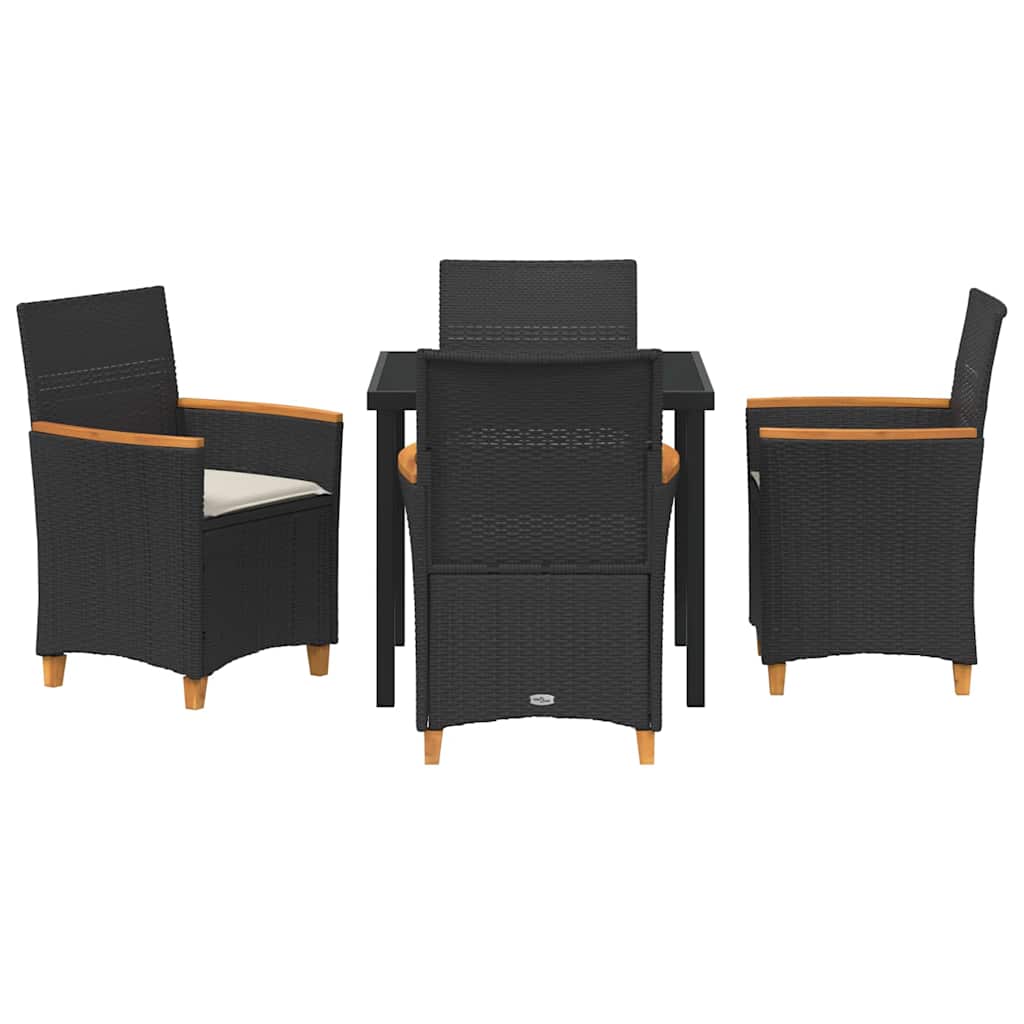 vidaXL Σέτ φαγητού για κήπο 5 pcs Μαύρο συνθετικό ρατάν