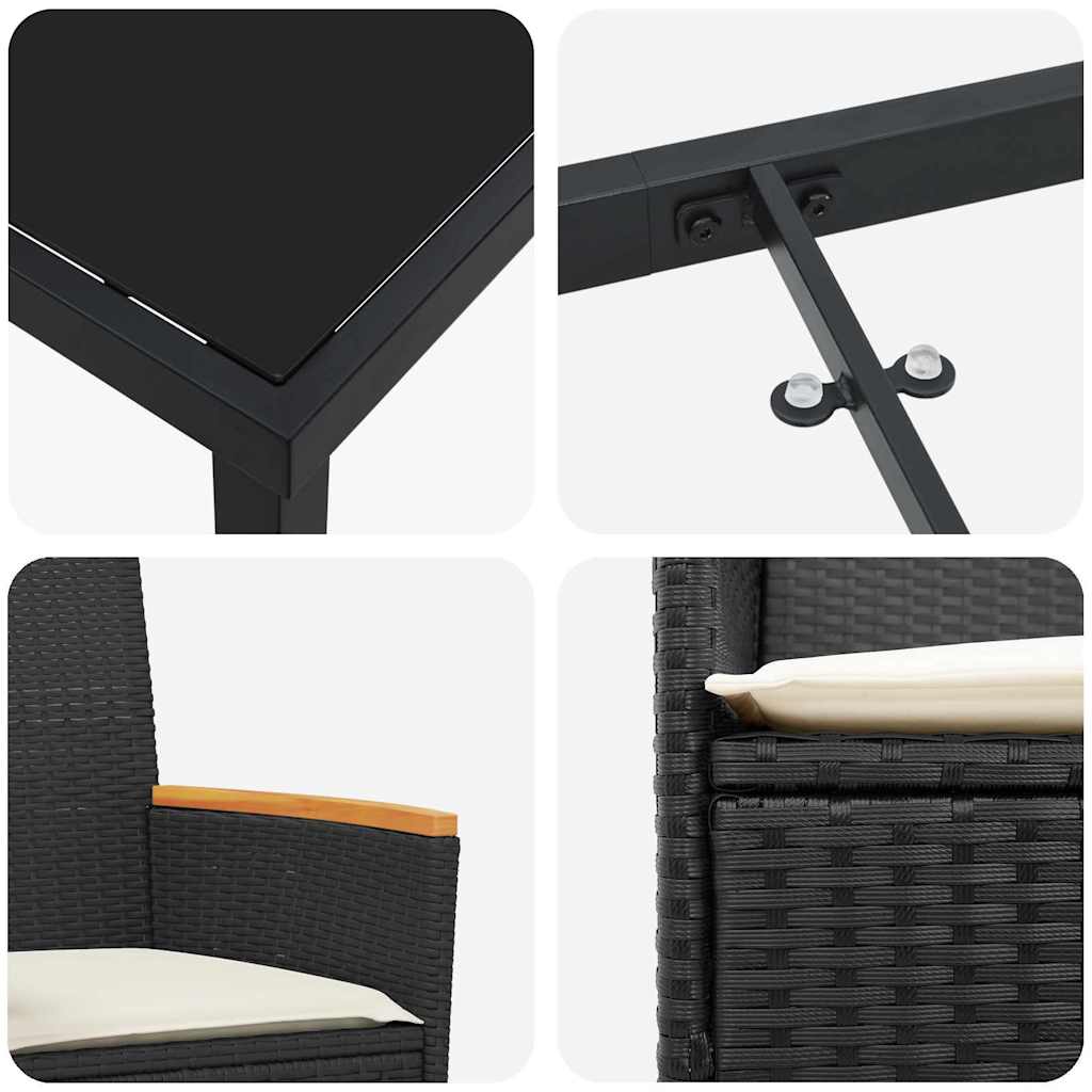 vidaXL Σέτ φαγητού για κήπο 5 pcs Μαύρο συνθετικό ρατάν