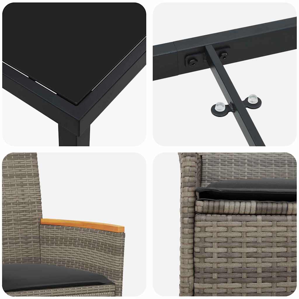 vidaXL Σέτ φαγητού για κήπο 7 pcs Γκρι συνθετικό ρατάν