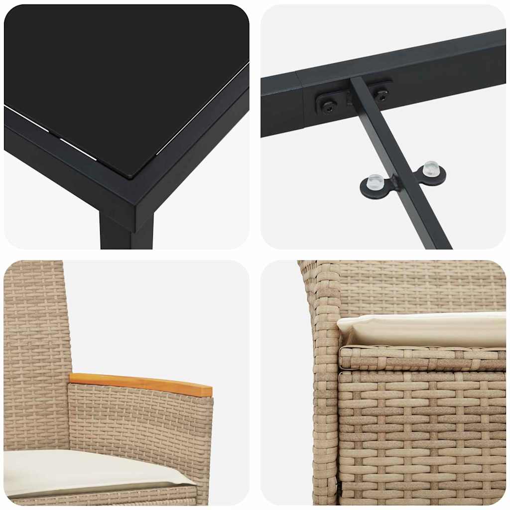 vidaXL Σέτ φαγητού για κήπο 5 pcs Μπεζ συνθετικό ρατάν