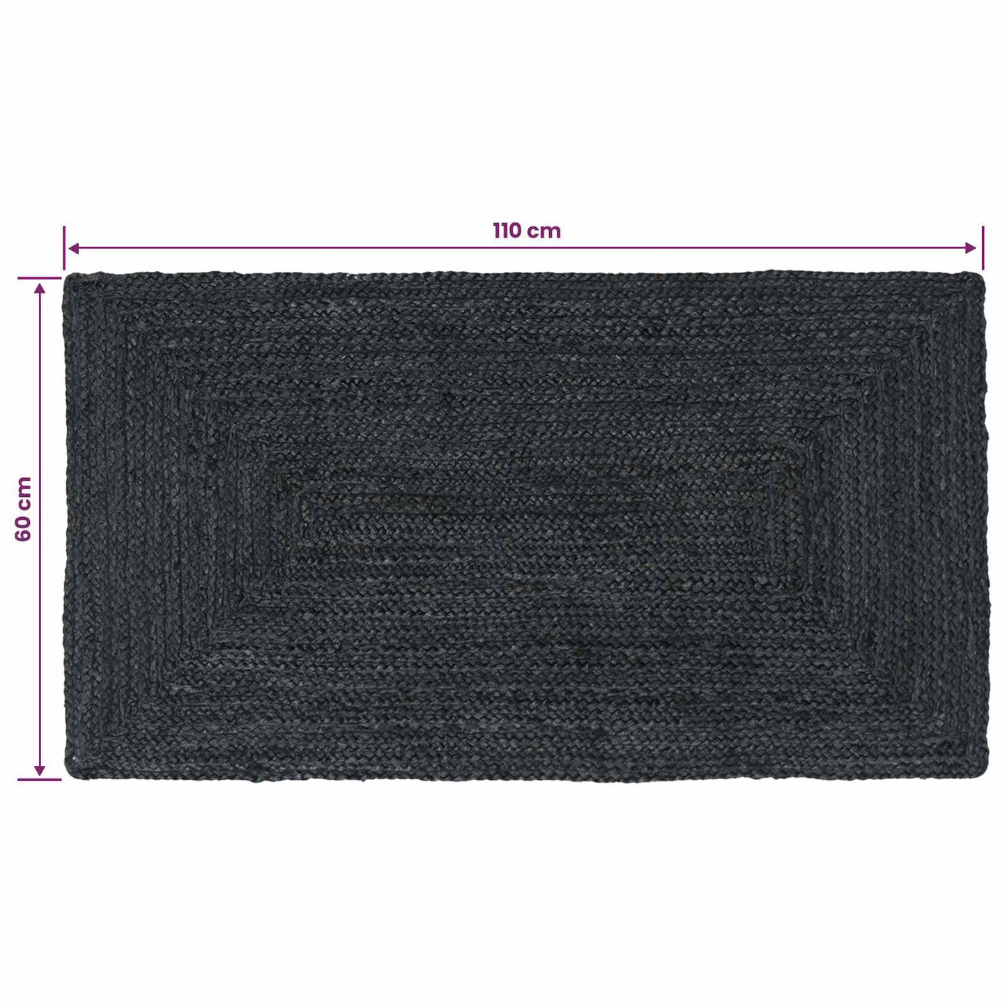 vidaXL Χαλιά χώρου Ορθογώνιος Σκούρο Γκρι 60 x 110 cm Γιούτα