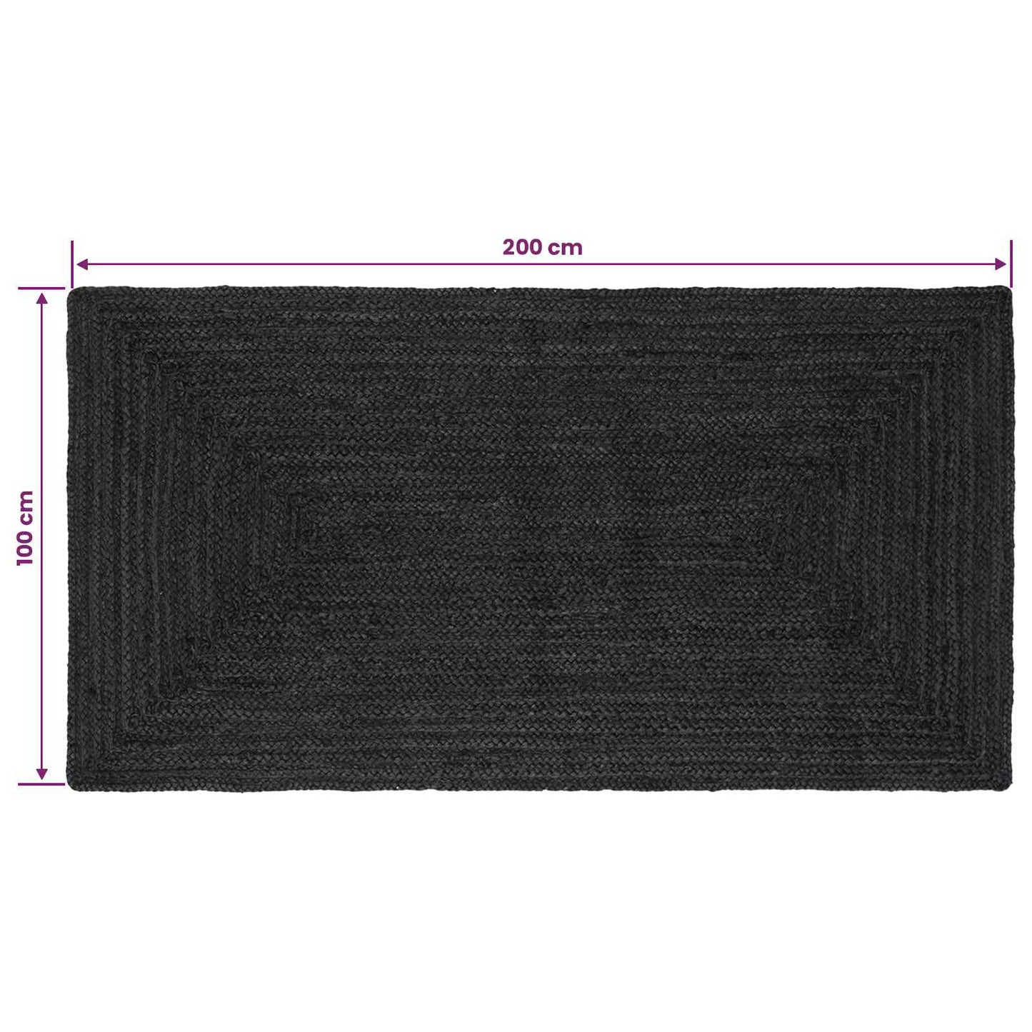 vidaXL Χαλιά χώρου Ορθογώνιος Σκούρο Γκρι 100 x 200 cm Γιούτα