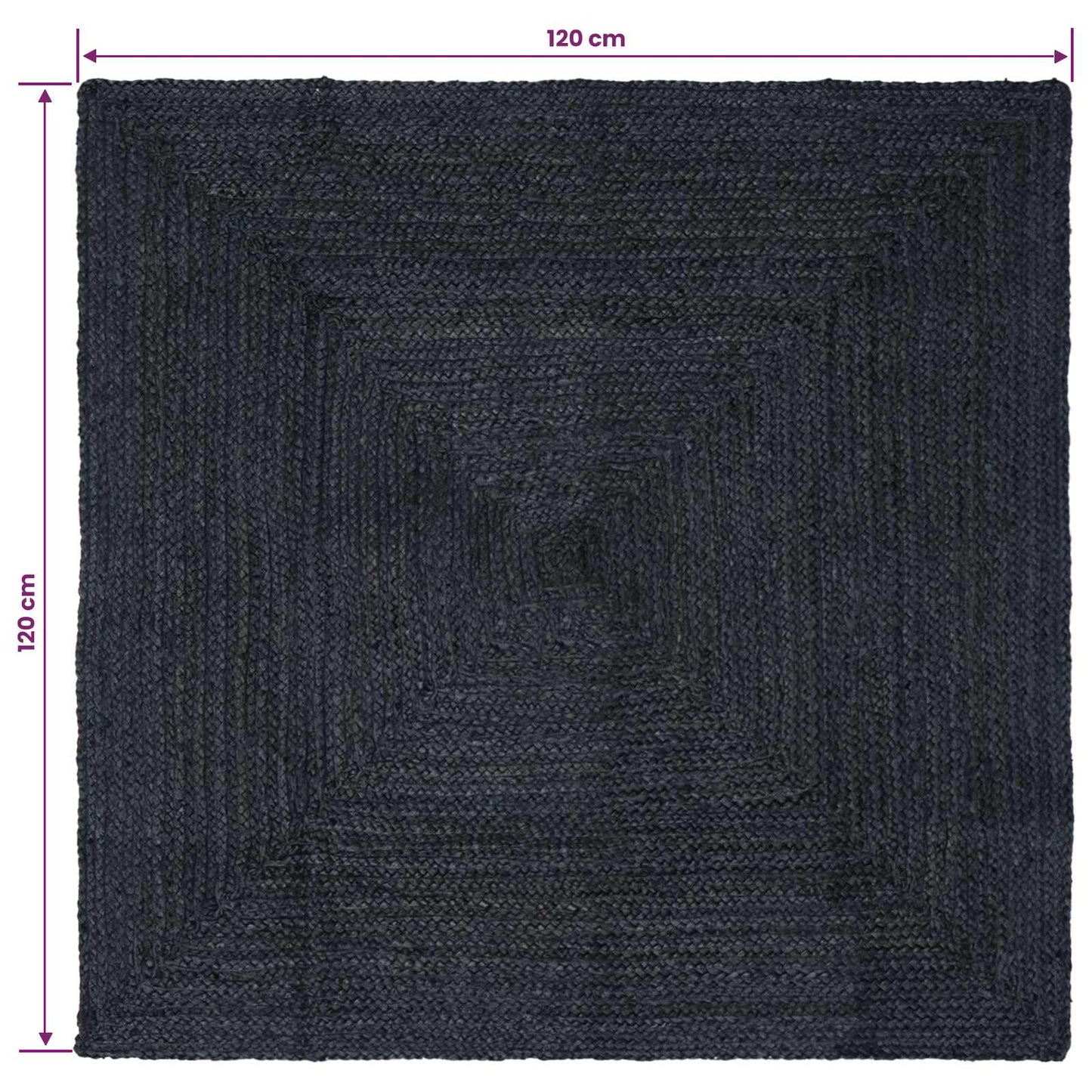 vidaXL Χαλιά χώρου Ορθογώνιος Σκούρο Γκρι 120 x 120 cm Γιούτα