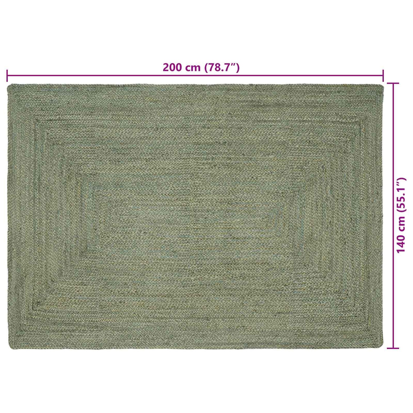 vidaXL Χαλιά χώρου Ορθογώνιος Λαδί 140 x 200 cm Γιούτα