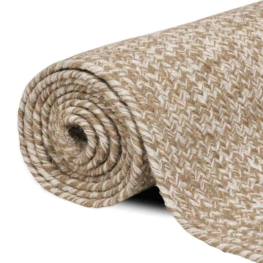 vidaXL Χαλιά χώρου Φυσικό και Λευκό 60 x 110 cm Γιούτα