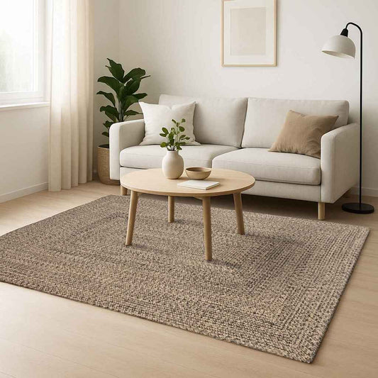 vidaXL Χαλιά χώρου Φυσικό και Μαύρο 300 x 300 cm Γιούτα
